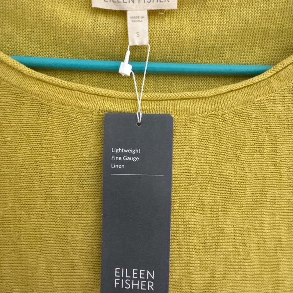 Eileen Fisher NWT organic linen jersey bateau neck tunic top in yellow. size S - Picture 4 of 6